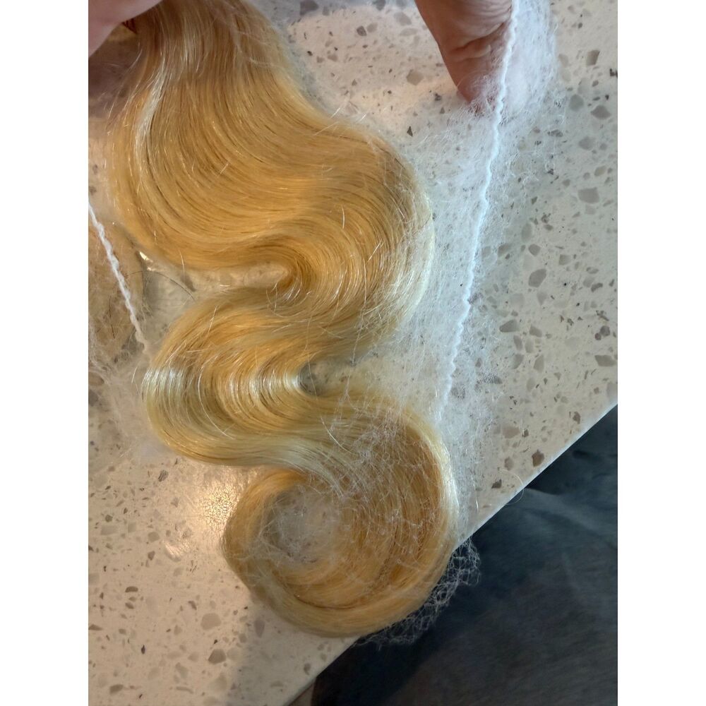613 Blonde Body Wave Human Hair 3 Bundles 14 16 18in Brazilian Virgin - Picture 2 of 4